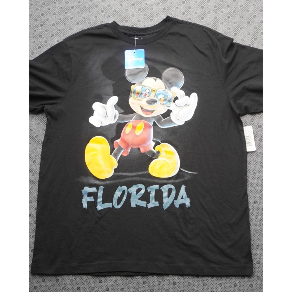 Mickey Mouse FLORIDA Sunglasses Graphic T-Shirt Disney Parks - Black Mens XL NEW